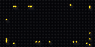 The boot animation assembling the words Theme Park Waits from a swarm of pixels