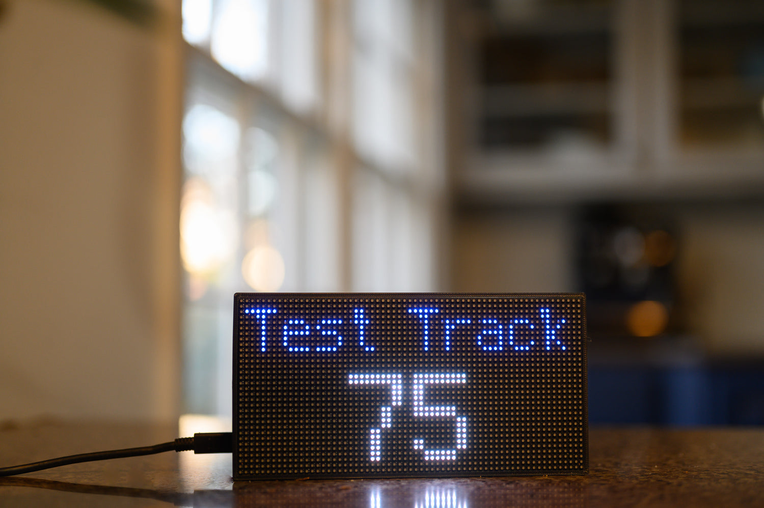 The display showing Test Track's wait time